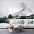 Volcanic Landscape Mural Wallpaper in Etched Style Mural Wallpaper - room preview 03