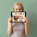 Whimsical Folk Art Cats Mural Wallpaper — Colorful Nordic Motif Mural Wallpaper - room preview 03