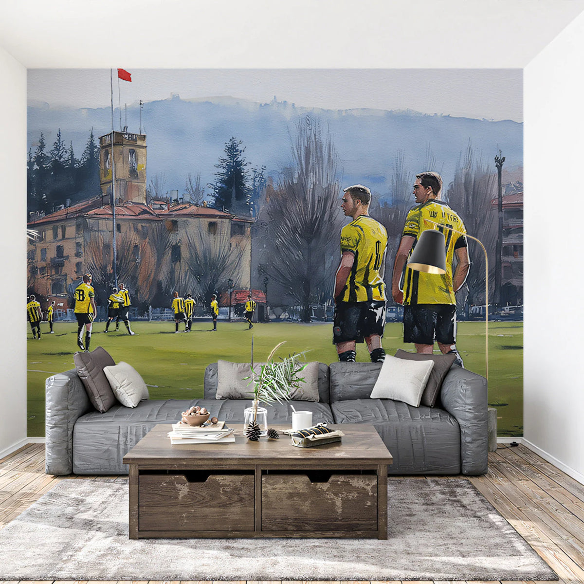 Soccer Match Stadium Field Mural Wallpaper — Sports Art Mural Mural Wallpaper - room preview 03