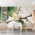 Kintsugi Forest Mural Wallpaper with Gold and Deep Green Mural Wallpaper - room preview 03