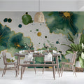 Emerald Bloom Abstract Mural Wallpaper with Gilded Accents Mural Wallpaper - room preview 03