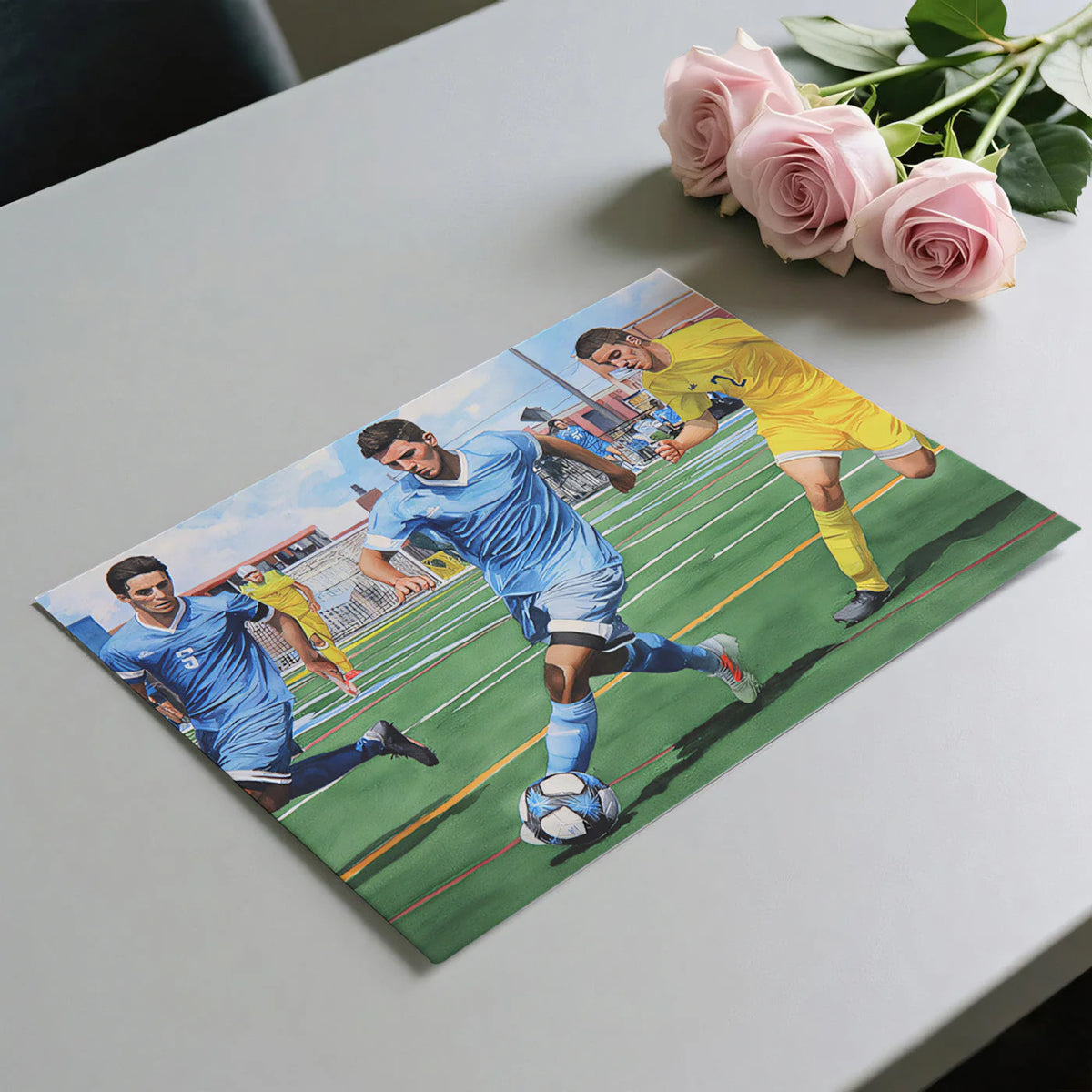 Soccer Match Action Mural Wallpaper — Athletic Sport Art Mural Wallpaper - room preview 03