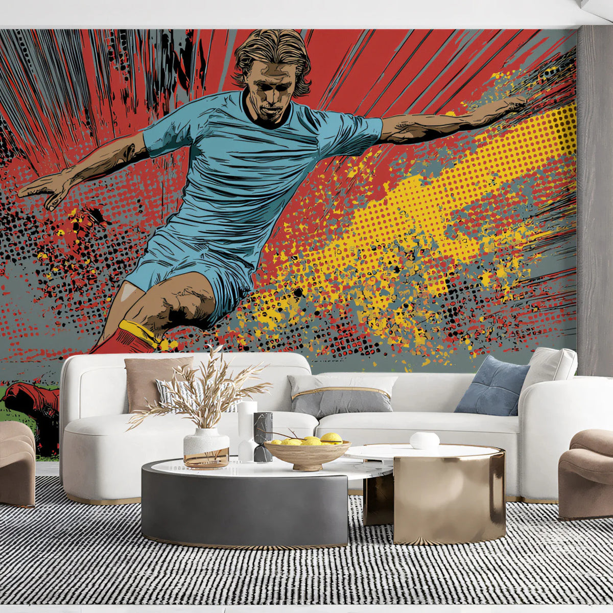 Soccer Legend Mural Wallpaper — Pop Art Action Scene Mural Wallpaper - room preview 03