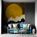 Solar Waves Mural Wallpaper — Japanese Inspired Celestial Art Mural Wallpaper - room preview 03