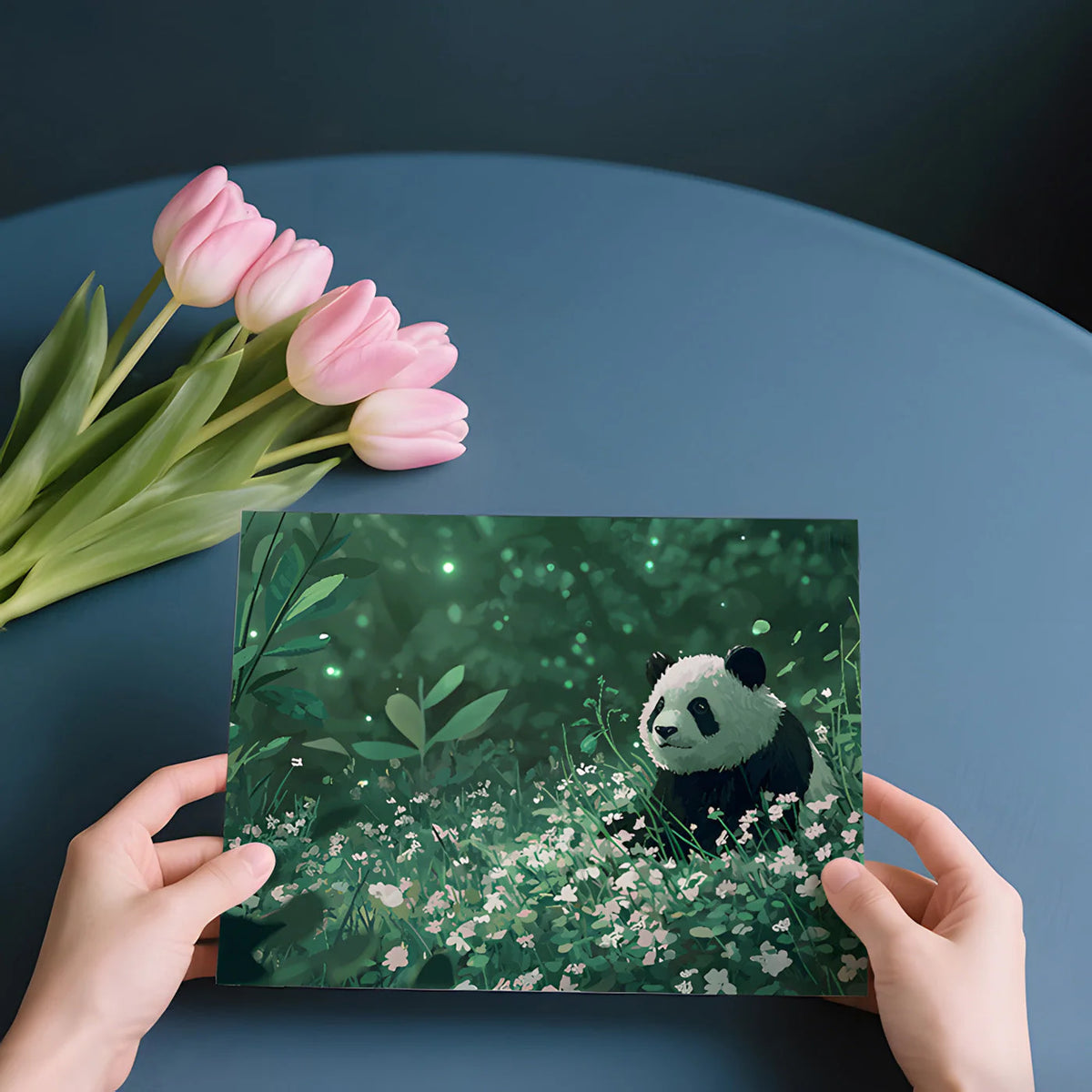 Panda in Forest Glade Mural Wallpaper — Whimsical Nature Scene Mural Wallpaper - room preview 03