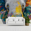 Mosaic Elephant Mural Wallpaper — Vibrant Animal Art Mural Wallpaper - room preview 03