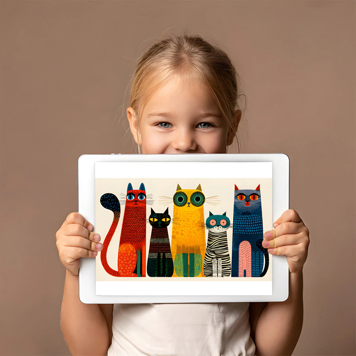 Mid-Century Whimsical Cat Mural Wallpaper — Playful Illustration Mural Wallpaper - room preview 03