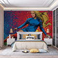 Female Soccer Player Pop Art Mural Wallpaper — Dynamic Comic Style Mural Wallpaper - room preview 03
