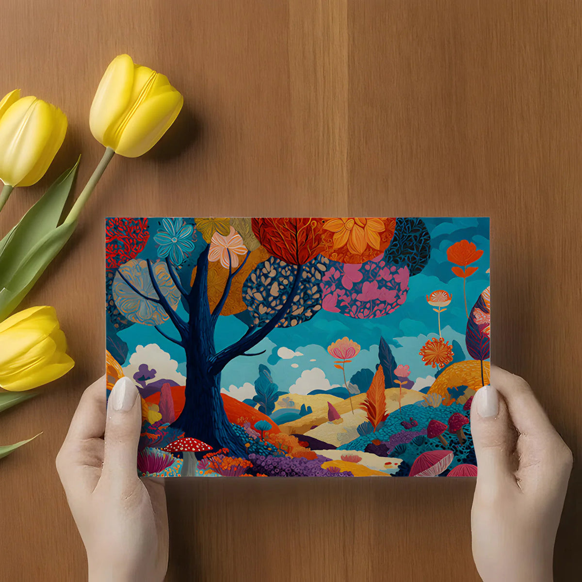 Vibrant Whimsical Garden Mural Wallpaper in Multi-Color Palette Mural Wallpaper - room preview 03