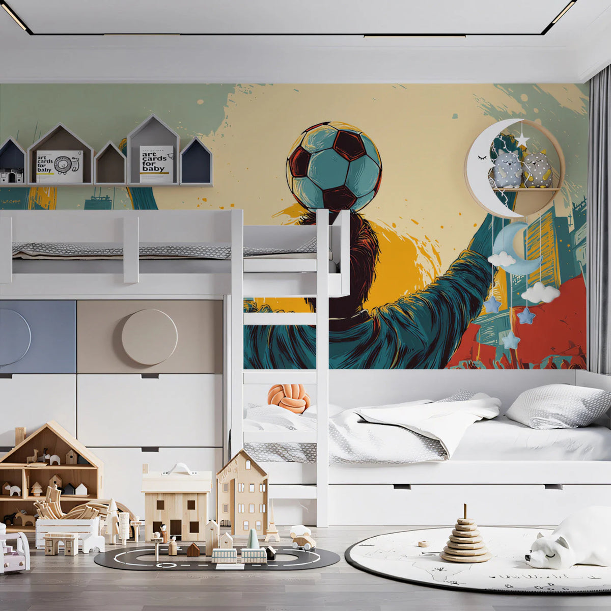 Soccer Fan Celebration Mural Wallpaper — Vibrant Stadium Art Mural Wallpaper - room preview 03