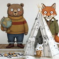 Illustrated Bear and Fox Friends Mural Wallpaper - room preview 03