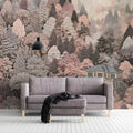 Blush Forest Manor Mural Wallpaper — Artistic Architectural Print Mural Wallpaper - room preview 03