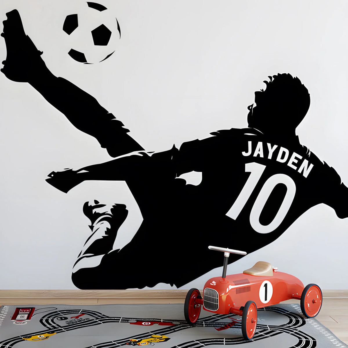 Soccer Player Action Silhouette Mural Wallpaper - room preview 03