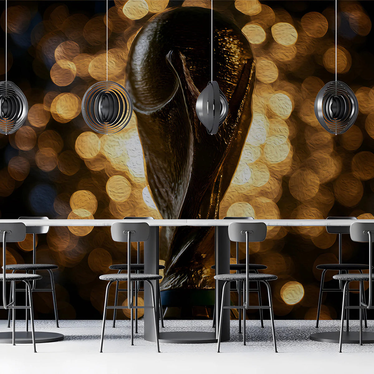 Trophy Victory Mural Wallpaper — Golden Cinematic Accent Wall Mural Wallpaper - room preview 03