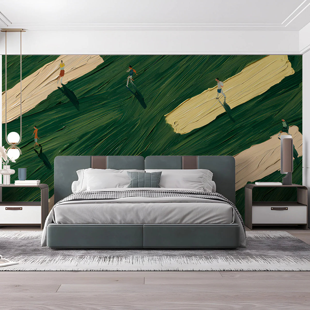 Abstract People Painted Mural Wallpaper — Expressionist Art Style Mural Wallpaper - room preview 03