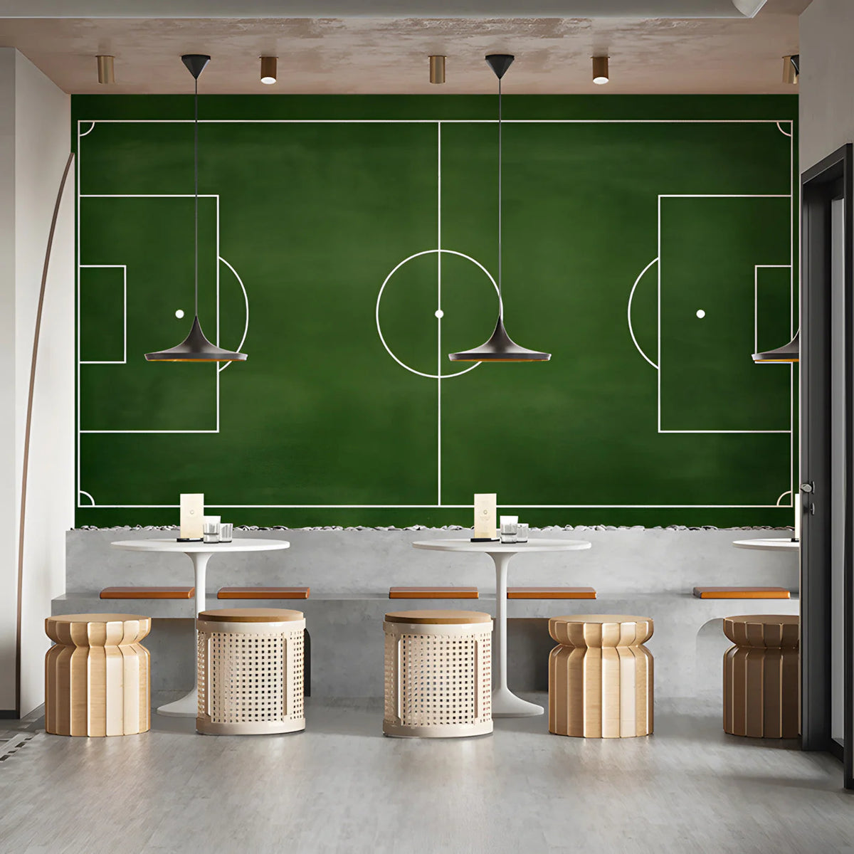 Soccer Field Pitch Mural Wallpaper — Sport Themed Wall Art Mural Wallpaper - room preview 03