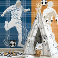 Dynamic Football Player Mural Wallpaper in Plaid Color Blocks Mural Wallpaper - room preview 03
