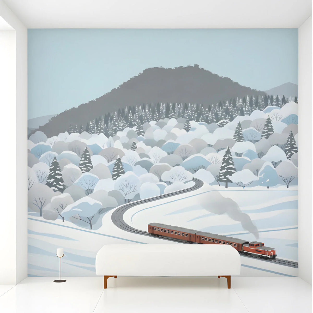 Winter Express Mountain Landscape Mural Wallpaper - room preview 03