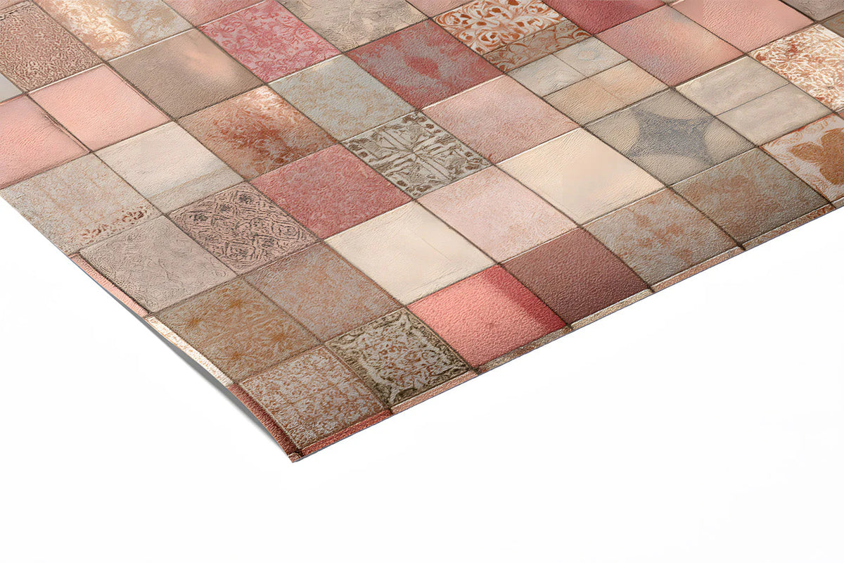 Vintage Tiled Mosaic Mural Wallpaper in Soft Blush and Terracotta Mural Wallpaper - room preview 03