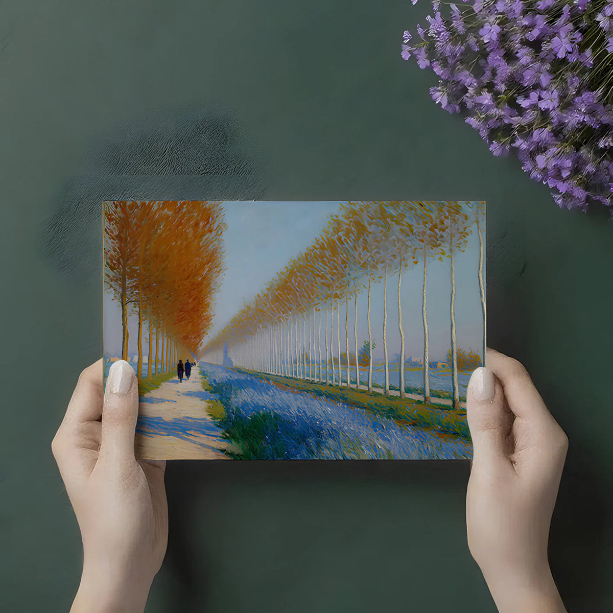 Autumn Poplar Lane Impressionist Mural Wallpaper - room preview 03