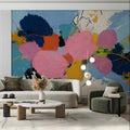 Abstract Expressionist Mural Wallpaper in Vibrant Painted Strokes Mural Wallpaper - room preview 03