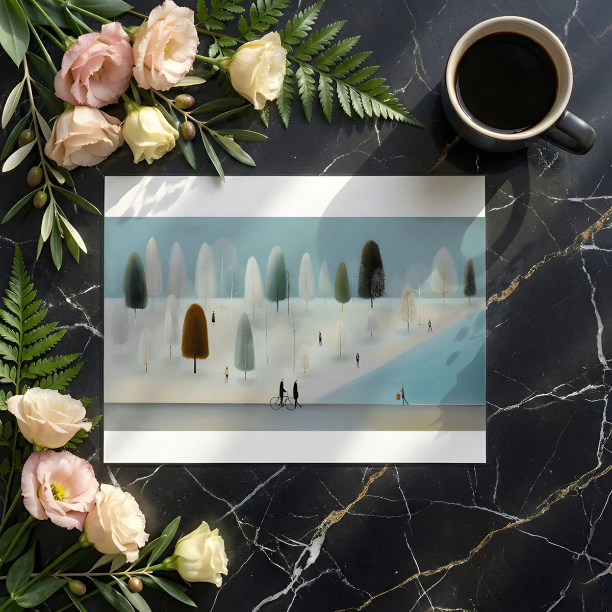 Winter Forest Stroll Mural Wallpaper — Impressionistic Scenery Mural Wallpaper - room preview 03