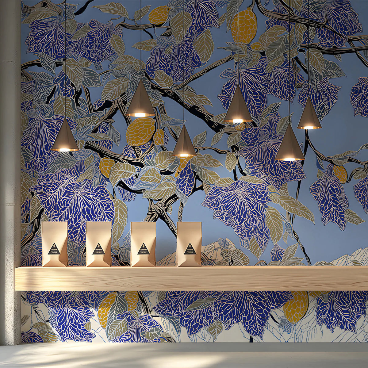 Mediterranean Citrus Orchard Mural Wallpaper — Artistic Botanical Mural Wallpaper - room preview 03
