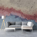 Abstract Horizon Mural Wallpaper in Dusty Rose and Slate Blue Mural Wallpaper - room preview 03
