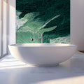 Surfer on Deep Green Waves Mural Wallpaper — Ink Illustration Style Mural Wallpaper - room preview 03