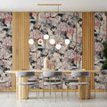Chrysanthemum and Ribbon Mural Wallpaper — Art Nouveau Floral Mural Wallpaper - room preview 03