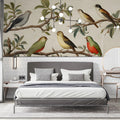 Vintage Botanical Bird Mural Wallpaper — Classic Bird Illustration Mural Wallpaper - room preview 03