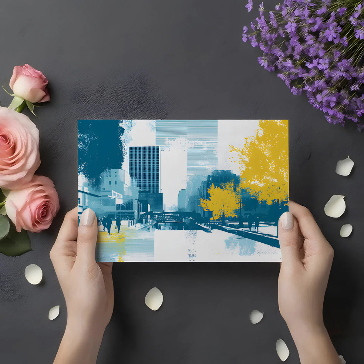 Urban Horizon Mural Wallpaper —Contemporary City Scene Mural Wallpaper - room preview 03