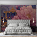 Royal Carriage Floral Mural Wallpaper in Dusty Rose and Navy Mural Wallpaper - room preview 03