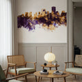 New Orleans Louisiana Skyline Purple & Gold Mural Wallpaper - room preview 03
