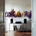 Marseille France Skyline Purple & Gold Mural Wallpaper - room preview 03
