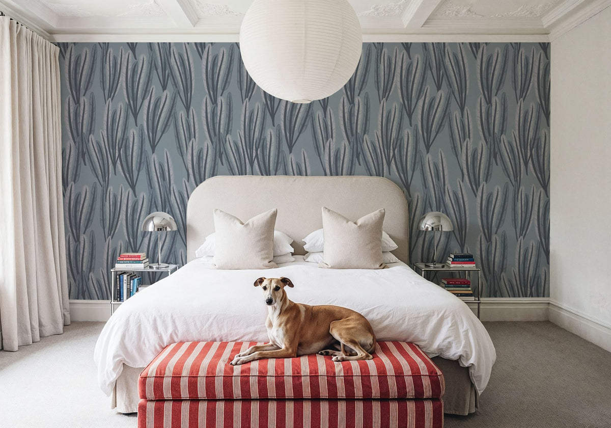 Palm on Grey Mural Wallpaper - room preview 03