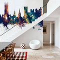 Warwick England Skyline Blue & Bronze Mural Wallpaper - room preview 03