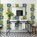 Floral Stripe, Blue Mural Wallpaper - room preview 03