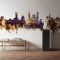 Lucca Italy Skyline Purple & Gold Mural Wallpaper - room preview 03