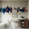 Galway Ireland Skyline Blue & Bronze Mural Wallpaper - room preview 03