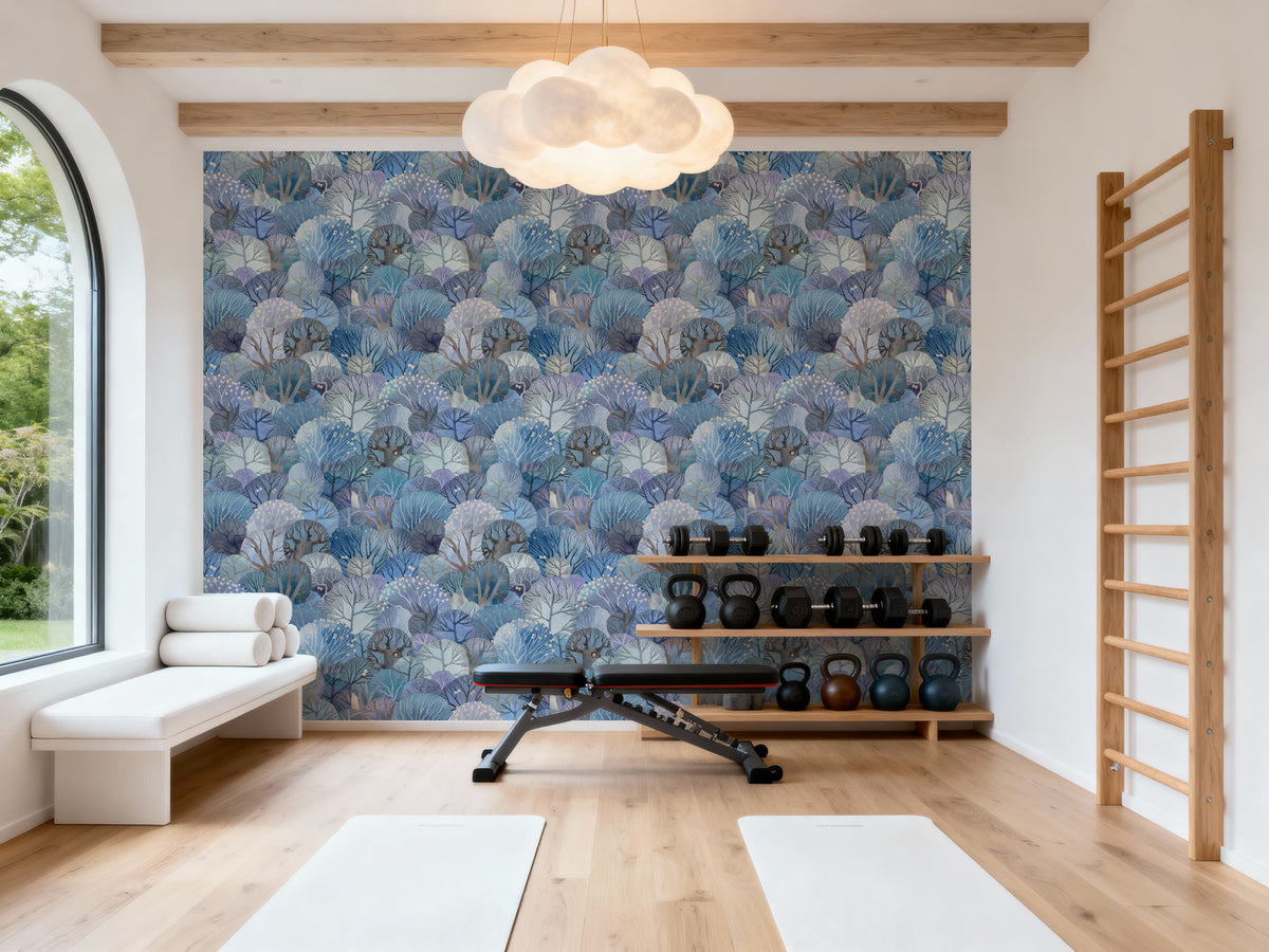 Fantasy Treetops, Blue Mural Wallpaper - room preview 03
