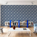 Sunflower Buds, Indigo Blue Mural Wallpaper - room preview 03