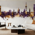 Mannheim Germany Skyline Purple & Gold Mural Wallpaper - room preview 03