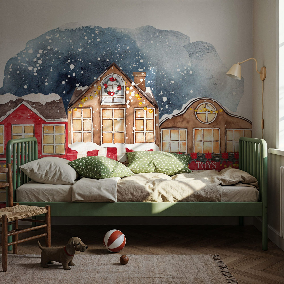 Christmas Down Town Mural Wallpaper - room preview 03