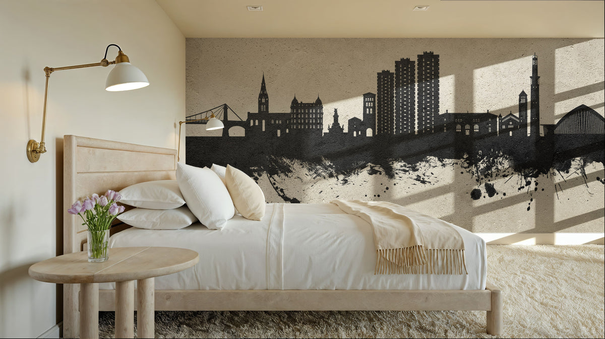 Grenoble Skyline Concrete Mural Wallpaper - room preview 03