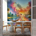 Vibrant Sunset Over Serene Lake Mural Wallpaper - room preview 03