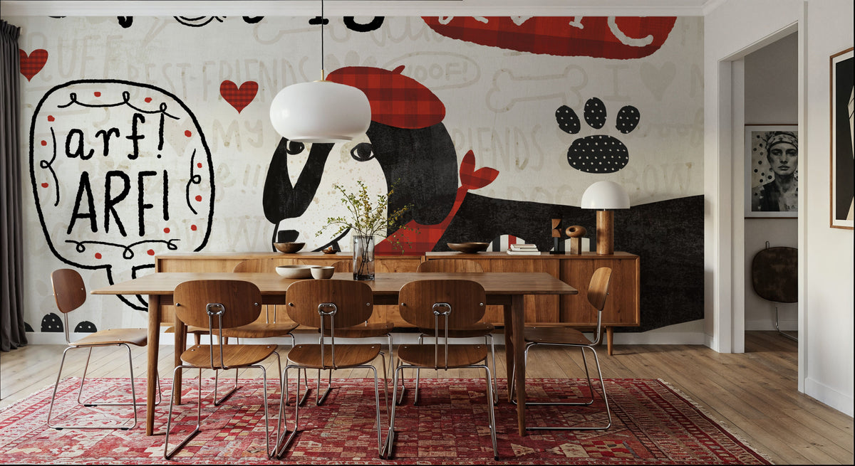 Puppy Love V Mural Wallpaper - room preview 03