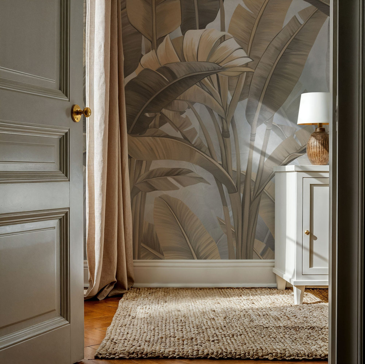 Banana Palms, Beige Mural Wallpaper - room preview 03