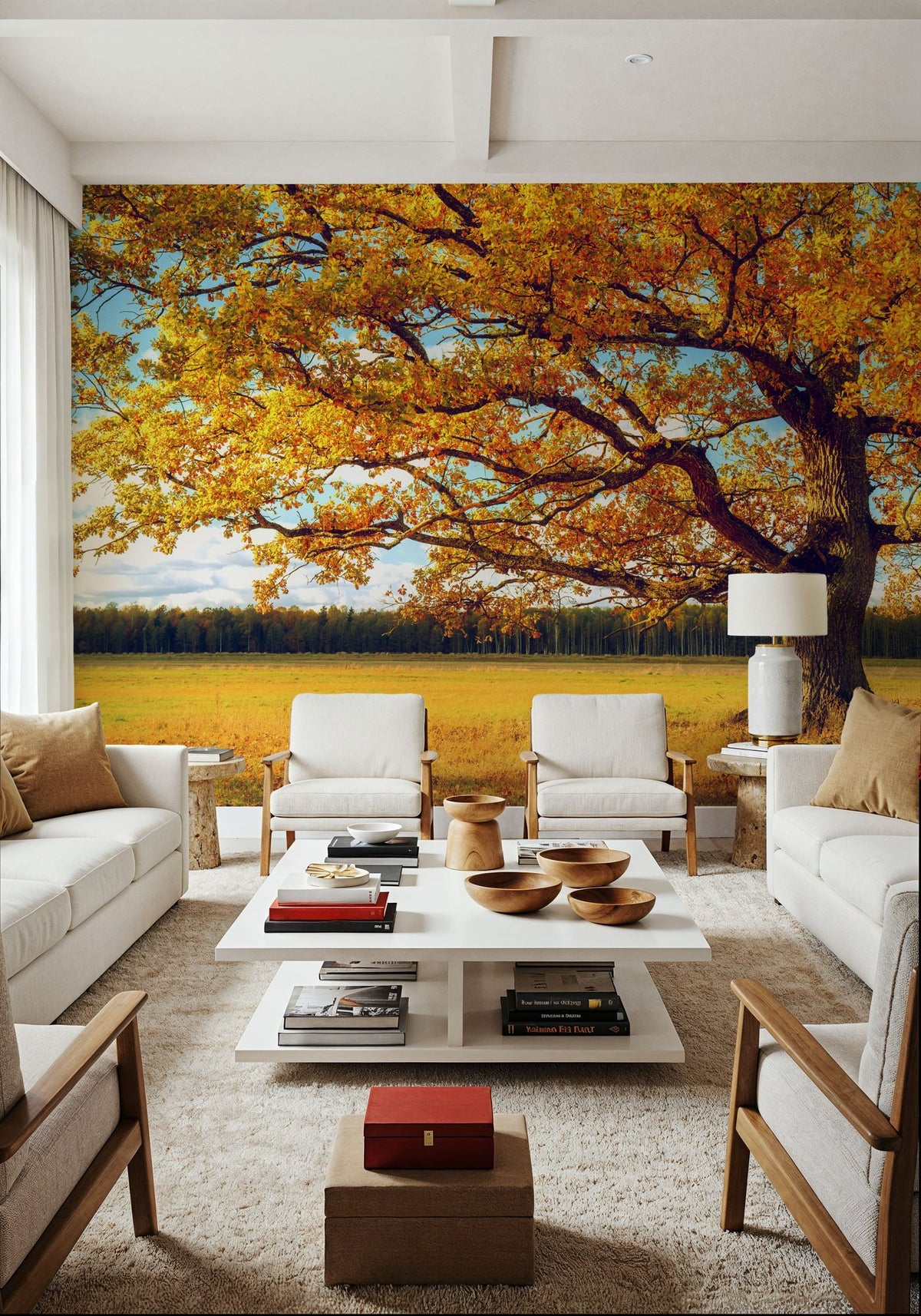 Golden Fall Tree Mural Wallpaper - room preview 03