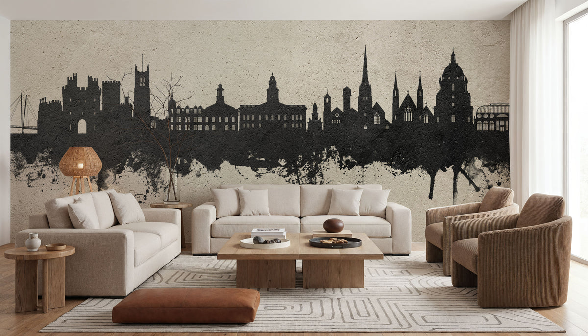 Lancaster England Skyline Concrete Mural Wallpaper - room preview 03